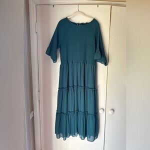 JessaKae Green Pleated Midi Dress